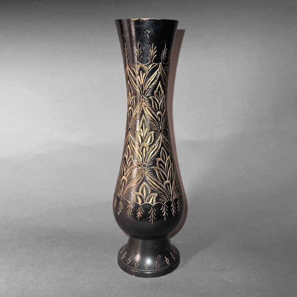 Slim Black Hourglass Vase